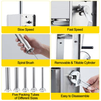 Insaccatrice Manuale Salsicce Garvee 7 Litri Acciaio Inox con 5 Tubi - Perfetta per Casa e Uso Commerciale
