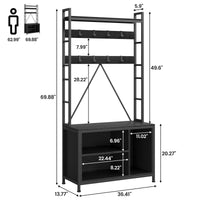 Appendiabiti Garvee con panca e guardaroba, organizer 5 in 1 per corridoio e ingresso, colori legno naturale