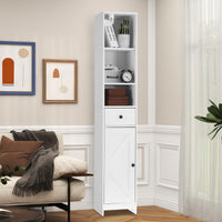 Mobiletto da bagno alto Garvee da 170 cm con ante scorrevoli, 3 ripiani, legno, nero, versatile per bagno e corridoio, sottile