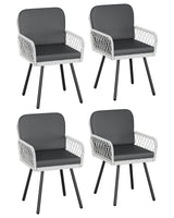 Garvee Set di 4 Sedie da Pranzo da Esterno in Rattan PE con Telaio in Metallo Verniciato a Polvere, Cuscini Rapidi, Ideale per Giardino e Balcone, Nero