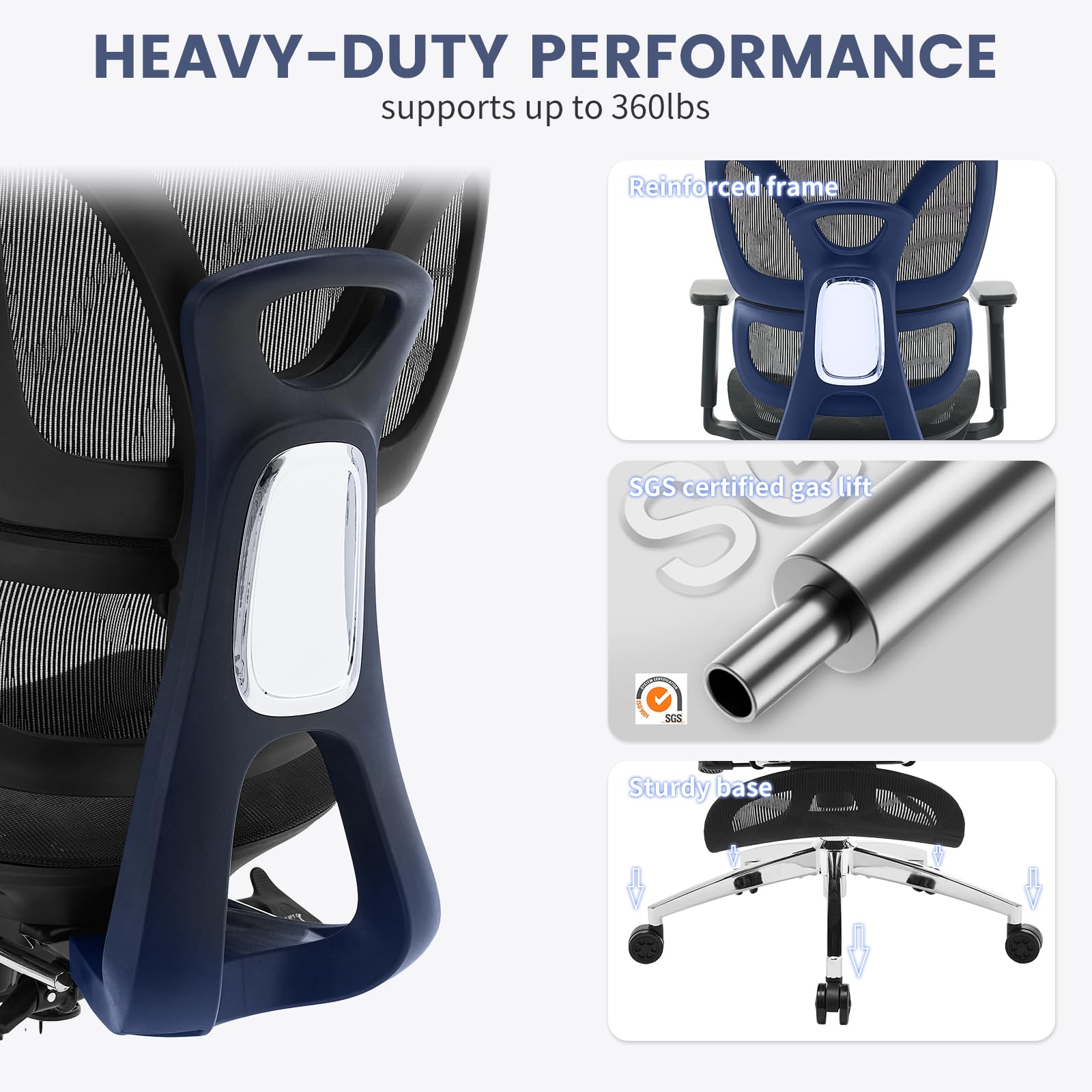 Sedia da ufficio ergonomica Garvee con poggiapiedi, regolabile, rete traspirante per ufficio domestico, schienale alto, nera