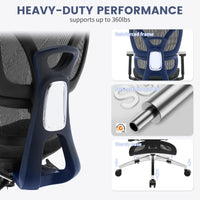 Sedia da ufficio ergonomica Garvee con poggiapiedi, regolabile, rete traspirante per ufficio domestico, schienale alto, nera