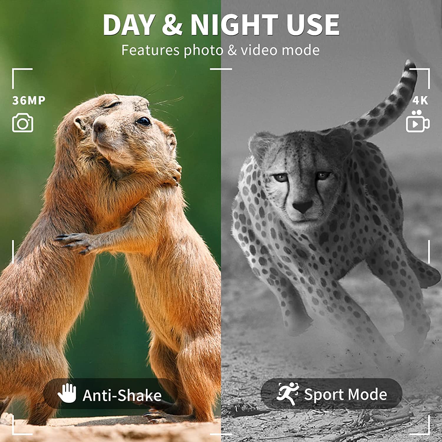 Binocolo Garvee NV4000 4K HD con schermo da 3 pollici, visione notturna a infrarossi, fotocamera da 36 MP, registrazione video all'aperto, batteria al litio