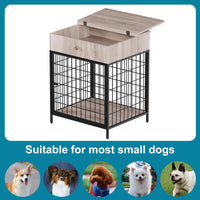 Garvee Dog Crate Furniture Struttura in acciaio Resistente ai giocattoli da masticare con cassetto per cani di piccola taglia Tavolino laterale da interno 19,7''L x 22,8''W x 26,8''H