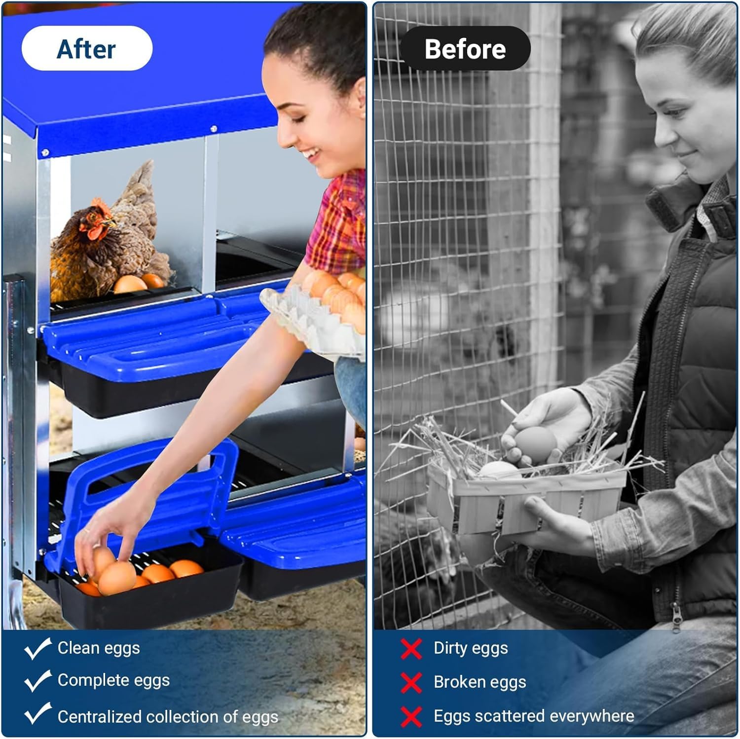 Nido per polli Garvee a 2 livelli – Con 8 scomparti, metallo, tetto impermeabile, base antiscivolo, su ruote per pollaio