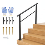 Garvee Corrimano Esterno per Scale 4 Gradini, Regolabile 0-45°, Alluminio e Ferro, Kit Completo con Guanti, Sicurezza per Scale e Verande Nero - Black-1 Pack