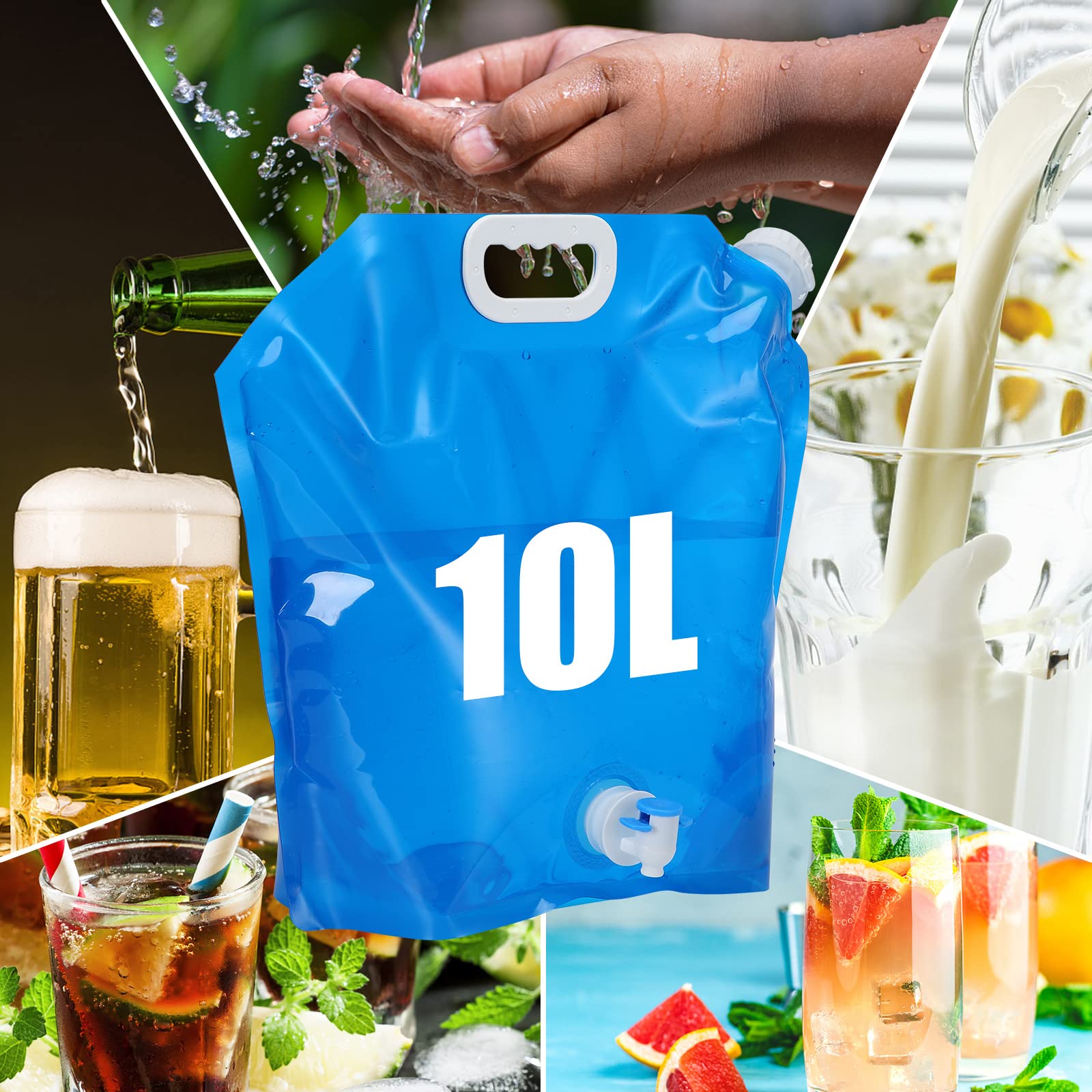 Garvee 10L Faltbarer Wasserkanister Mit Hahn 2 Stück BPA-Frei Auslaufsicher Tragbar Für Camping Und Wandern