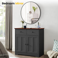Specchio da parete rotondo nero Garvee da 36 pollici con cornice in metallo per bagno e soggiorno, moderno, in vetro da 5 mm