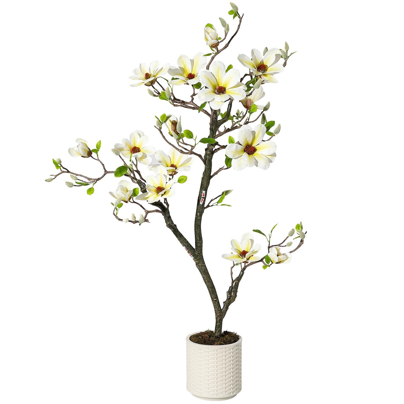 Albero di magnolia artificiale Garvee, 4 piedi, bianco, con rami regolabili, per uso interno ed esterno, ufficio e casa, materiale di alta qualità, base stabile