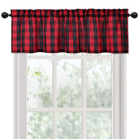 Tenda decorativa per finestra Garvee Cafe con tasca per asta, motivo a quadri Buffalo, filtrante la luce, poliestere, 56x15 pollici, cucina