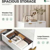 Garvee 5-Schubladen-Schrank MDF Bianco mit Goldfüßen für Wohnzimmer und Büro, 73x51,5x20,5 cm, Modernes Rhombus-Design