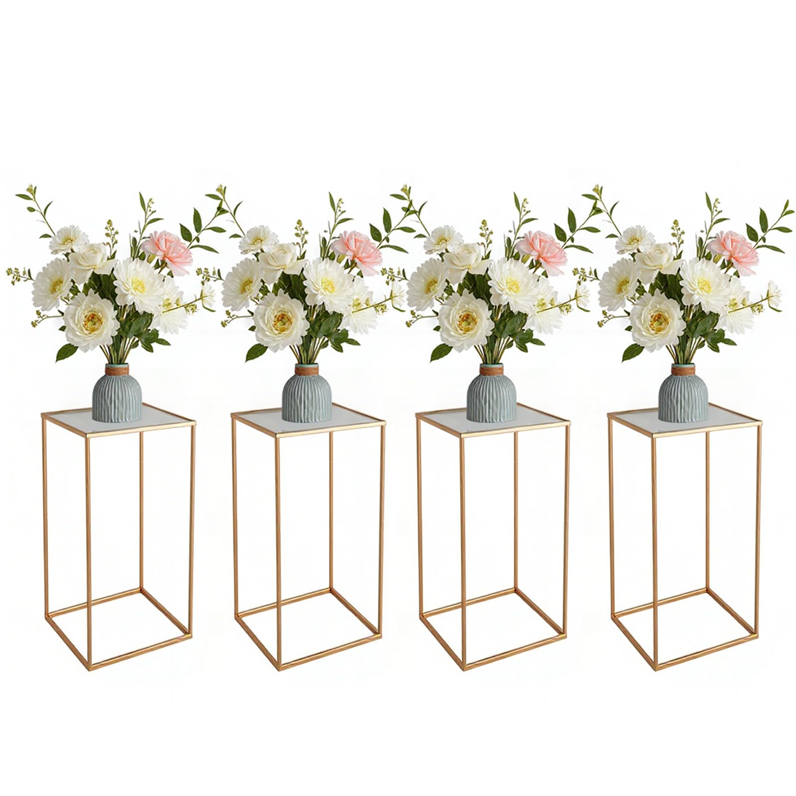 Set di 4 portafiori per matrimonio Garvee, laminato in acrilico, design geometrico, stabile, per eventi e casa, varie dimensioni, oro