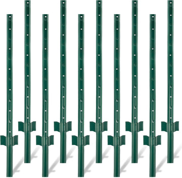 Pali per recinzione Garvee da 152 cm, robusti pali in metallo, 10 pezzi, recinzione da giardino, schermo per la privacy, pali in acciaio, filo per esterni