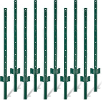 Garvee Steckzaun Zaunpfosten 213CM Robuste Metallpfosten 10 Stück Gartenzaun Zum Stecken Sichtschutz Garten U-Pfosten Stahlpfosten Hof Outdoor-Draht
