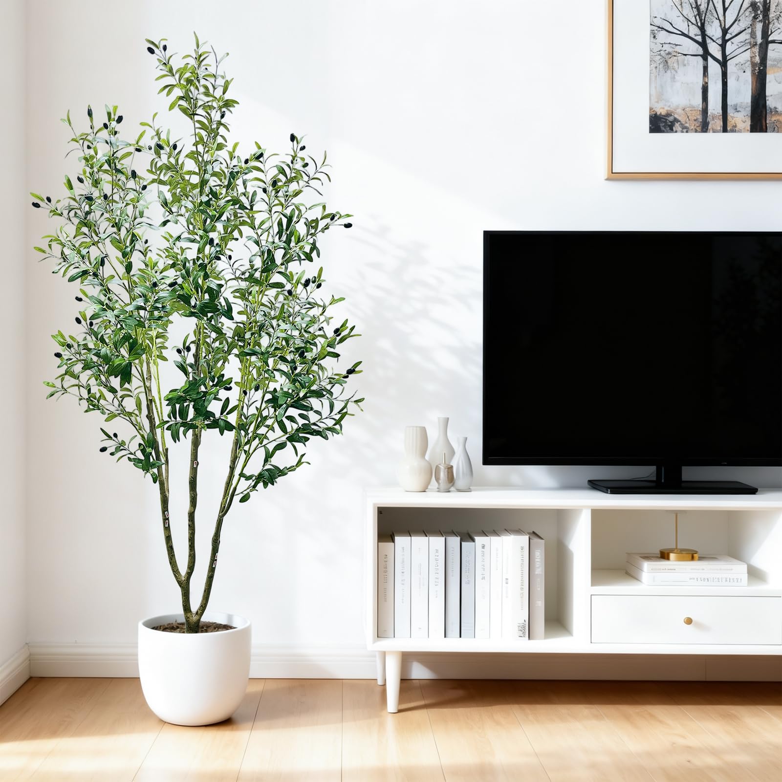 Albero di ulivo artificiale Garvee da 6 piedi, resistente e realistico, in seta e metallo, per interni, soggiorno e ufficio.