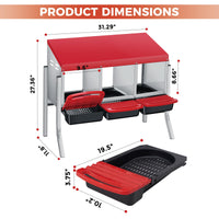 Nido per polli Garvee a 3 fori, vassoio rimovibile in metallo resistente per cortile e fattoria, antiruggine