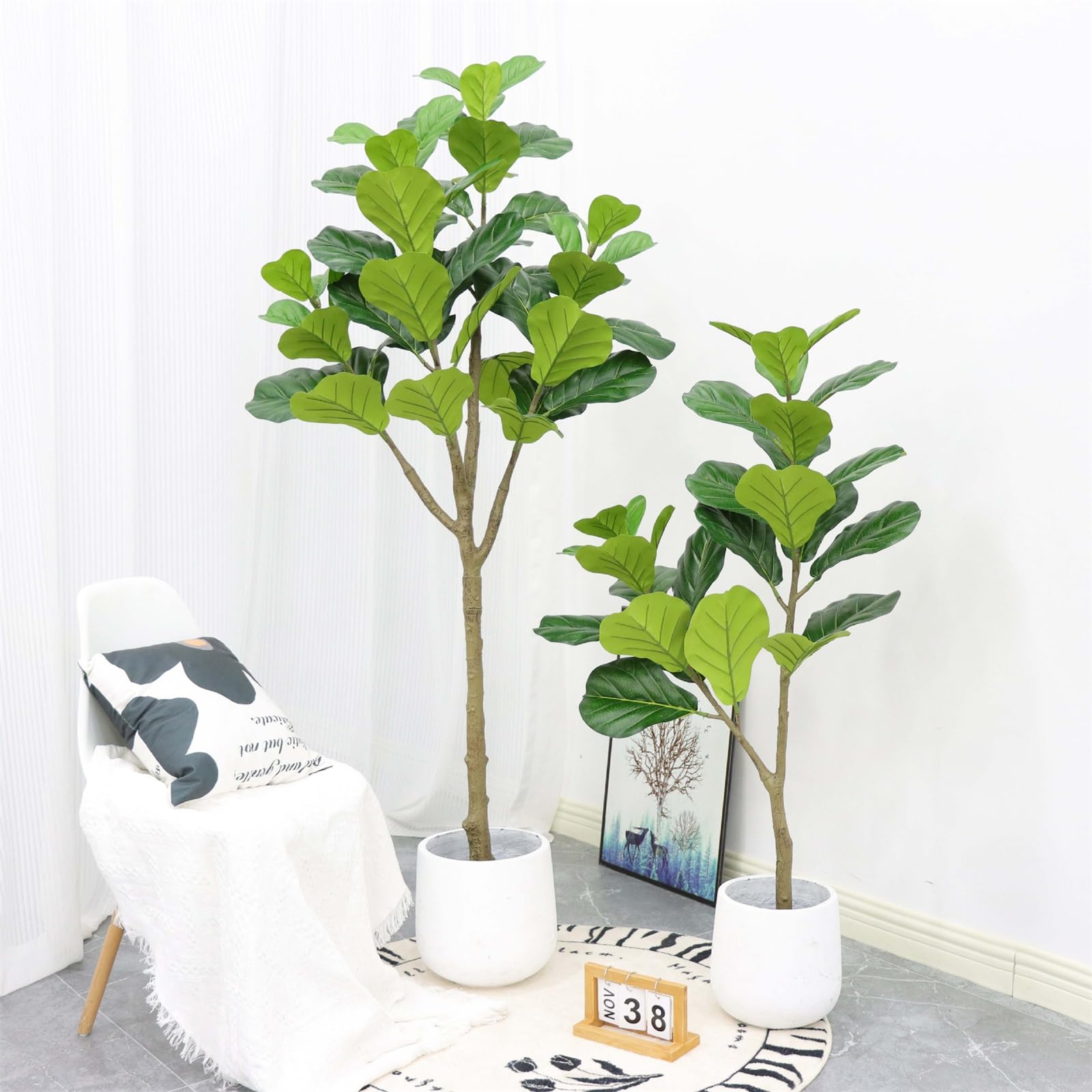 GARVEE Albero di fico artificiale in 2 pezzi, alto 5 piedi/6 piedi, albero di fico artificiale decorativo in seta in vaso, per uso interno ed esterno, casa, perfetto albero di fico artificiale da 180 cm