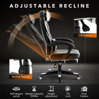 Sedia da ufficio ergonomica Garvee grande e alta con poggiapiedi per ufficio e gaming 20,1"x18,9" in pelle PU nera