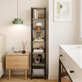 Garvee Libreria Stretta 6 Ripiani Metallo e MDF per Casa e Ufficio, 30 cm, Nero