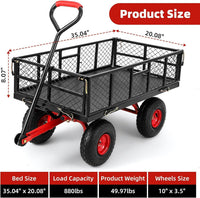 Carrello da Giardino Garvee 398 kg con Pneumatici 25.4 cm Tutti Terreni - Robusto Acciaio 88.9x50.8 cm, 4 Lati Staccabili, Giardino e Cortile