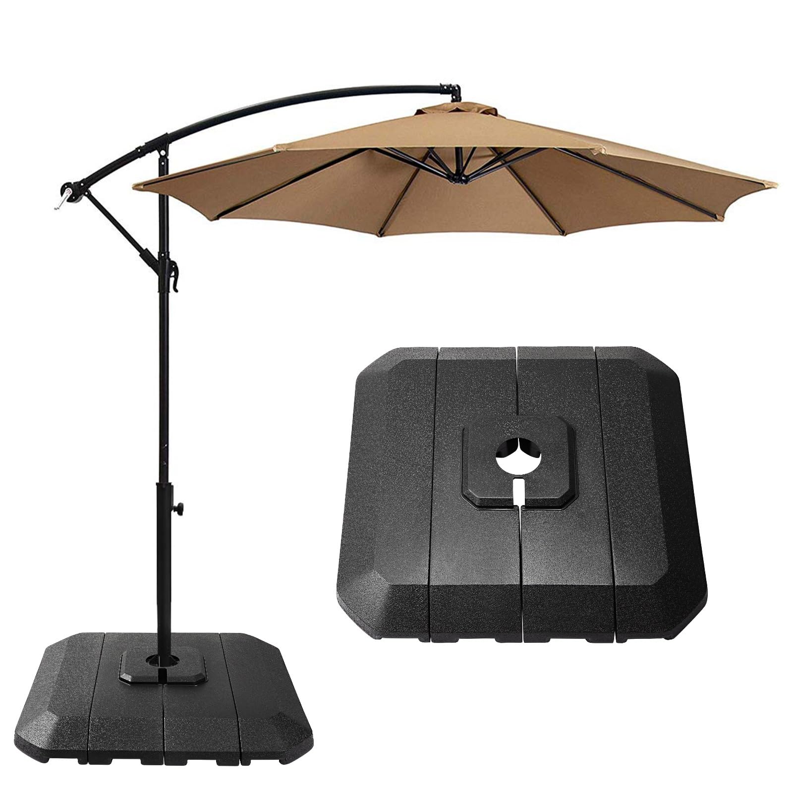 Base per ombrellone Garvee, riempibile con acqua o sabbia, per giardino e balcone, grandi ombrelloni a sbalzo, nero, resistente alle intemperie