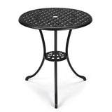 Tavolo da bistro da giardino Garvee rotondo da 24" con foro per ombrellone da 2" in alluminio resistente a tutte le intemperie, ferro robusto, nero classico, balcone e giardino - Nero
