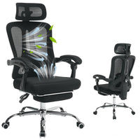 Sedia da ufficio ergonomica Garvee con poggiatesta regolabile, supporto lombare, poggiapiedi per ufficio domestico e gaming, altezza regolabile, rete traspirante, nero