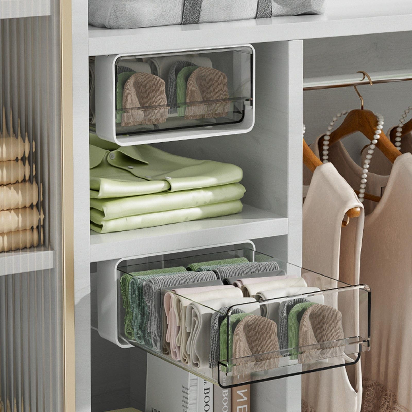 Organizzatore per cassetti estensibile Garvee per mobili da cucina, cassetti, bianco, piccolo, versatile