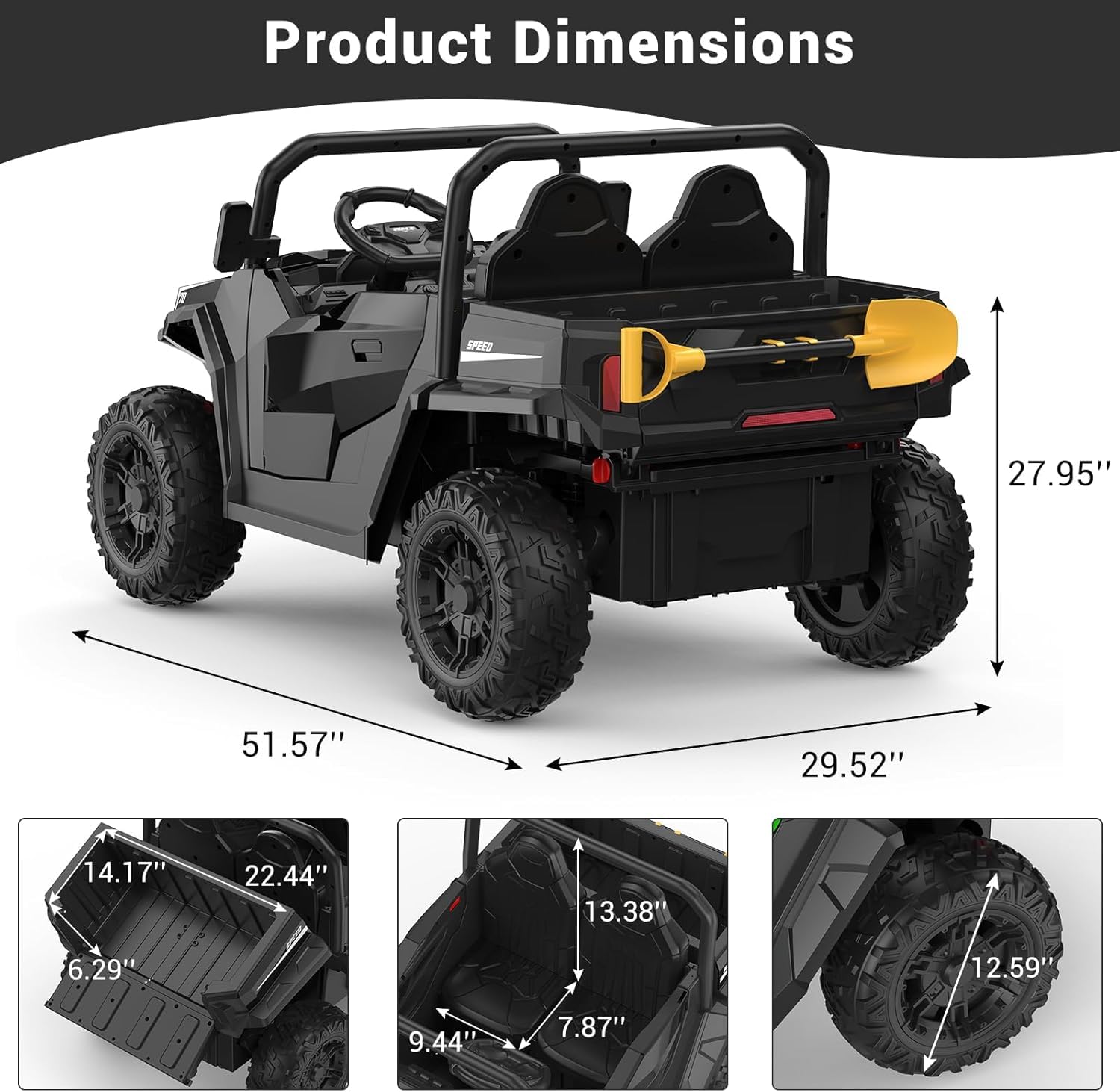 Auto elettrica GARVEE 24V, 2 posti con telecomando 2.4G, auto elettrica per bambini con musica e luci, 3 velocità, auto elettrica per bambini dai 3 anni in su