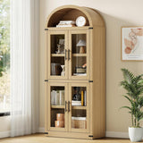 Garvee Libreria ad Arco con Ante in MDF, Ripiani Resistenti 22.7kg, Finitura Rovere Chiaro, Multiuso per Soggiorno e Ufficio, 181.4cm Alta - Light Oak