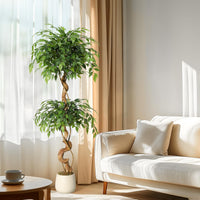 Albero di ficus artificiale Garvee da 5 piedi con tronco curvo, 1134+ foglie di seta, vaso bianco per ufficio e soggiorno