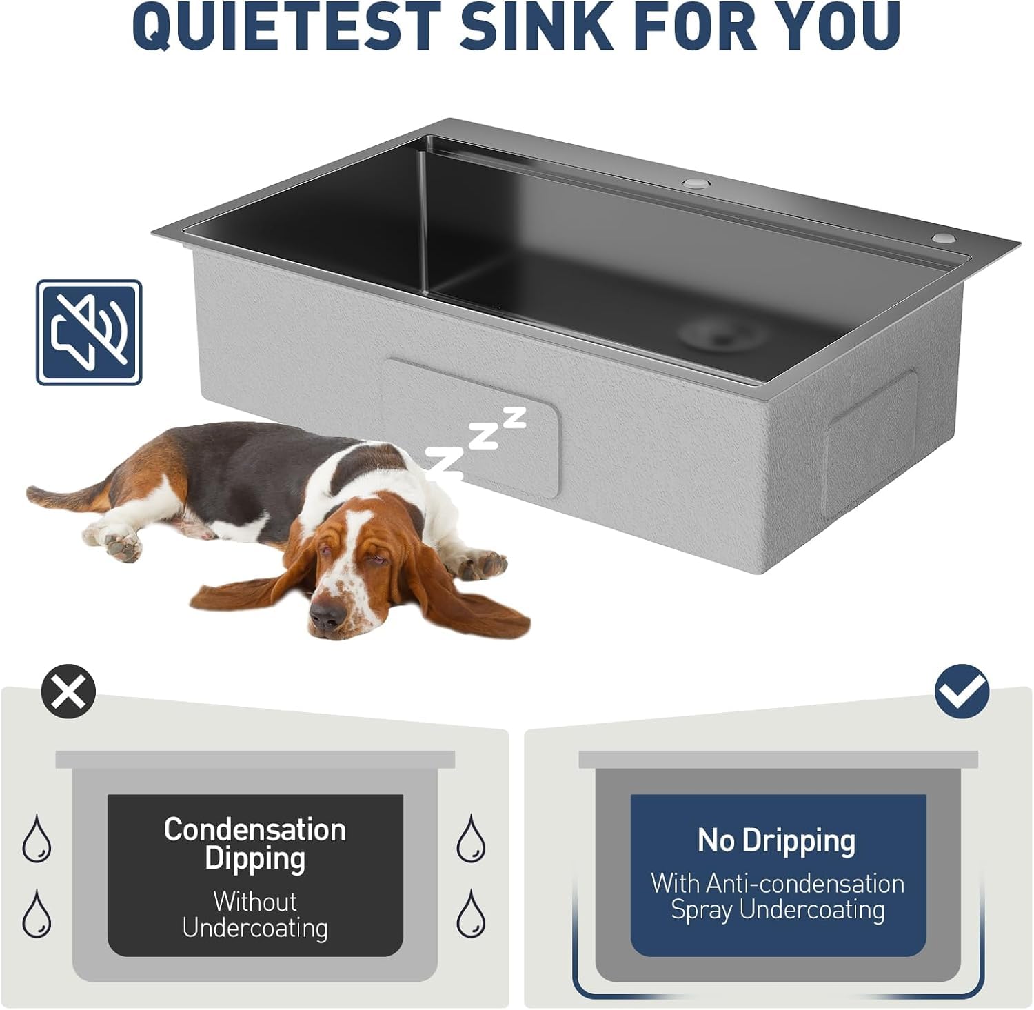 Lavello in acciaio inox Garvee con una vasca 84 x 56 x 23 cm per bar e cucina, moderno, calibro 16, argento