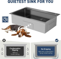 Lavello in acciaio inox Garvee con una vasca 84 x 56 x 23 cm per bar e cucina, moderno, calibro 16, argento