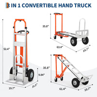 Carrello pieghevole Garvee 3 in 1, in alluminio, ruote da 10 pollici, per la casa e lo stoccaggio