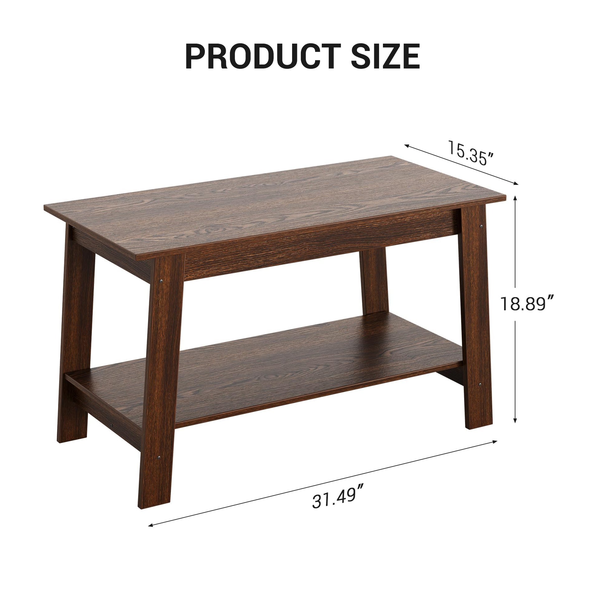 Tavolino da caffè Garvee da 31,49" in stile rustico, a 2 livelli, in legno, moderno, stile fattoria, rettangolare, in noce chiaro, per soggiorno, ufficio, camera da letto