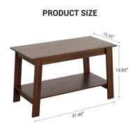 Tavolino da caffè Garvee da 31,49" in stile rustico, a 2 livelli, in legno, moderno, stile fattoria, rettangolare, in noce chiaro, per soggiorno, ufficio, camera da letto