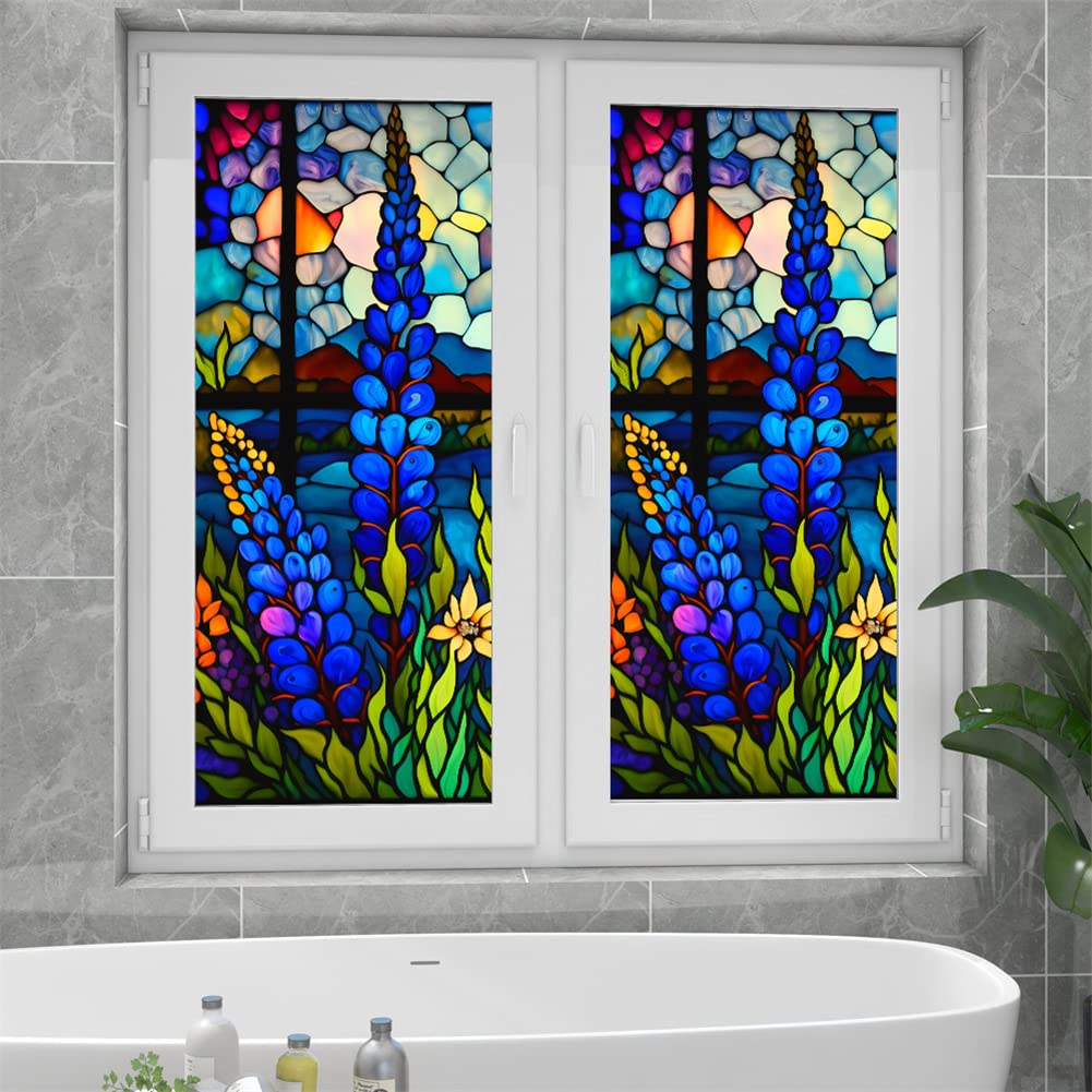 Pellicola per finestre Garvee Retro Floral, protezione UV, rimovibile, senza adesivo, statica, 60x100 cm, per la privacy e il risparmio energetico
