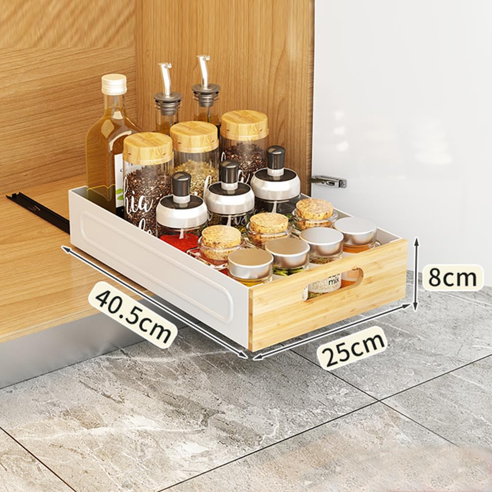 Garvee Cassetto telescopico estensibile Cassetto ripiano in metallo per cucina di casa Bagno 40,5x25x8cm Bianco