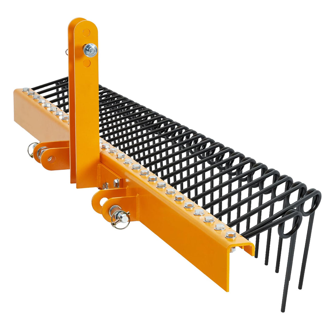 Garvee Rastrello Paesaggistico Heavy Duty 60" con 26 Denti a Molla in Acciaio Verniciato Giallo, Attacco a 3 Punti, Pulizia Giardini e Prati, Universale