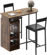 Tavolo da bar e sedie Garvee per 2 con portabottiglie e cuscini in velluto, multifunzionale, salvaspazio per cucina e sala da pranzo, moderno, confortevole