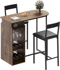 Tavolo da bar e sedie Garvee per 2 con portabottiglie e cuscini in velluto, multifunzionale, salvaspazio per cucina e sala da pranzo, moderno, confortevole