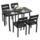 Garvee Set Tavolo da Pranzo per 4 Persone in Metallo e Legno, Sedie Imbottite, Nero, Perfetto per Appartamenti e Cucine Piccole - Sedile morbido Tubo nero + Nero