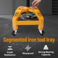 Sgabello da officina Garvee in metallo resistente con altezza regolabile, ruote girevoli a 360°, imbottitura in schiuma, struttura in acciaio per riparazione auto, nero