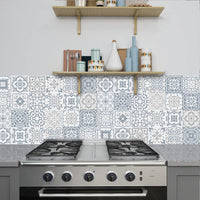 GARVEE 24 pezzi adesivi per piastrelle in vinile autoadesivi vintage per cucina e bagno 10x10 cm grigio resistenti all'acqua e al calore
