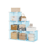 Garvee Organizer 6 Cubi in Rete Metallica, Scaffale Modulare, Cubi da 32 cm, Metallo Robusto, Design Aperto, Versatile per Camera e Soggiorno - Blue