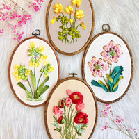 Kit per ricamo per principianti Garvee con telaio, ago, istruzioni - Set completo per ricamo con nastro 3D per persone creative, cotone, regalo per hobby