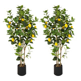 Garvee Set 2 Alberi Artificiali di Limone 120cm - Frutti Realistici, Senza Manutenzione, Vasi Stabili, Interni ed Esterni, Verde e Giallo
