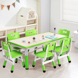 Garvee Set Tavolo e 6 Sedie per Bambini Regolabile in Altezza Design Ergonomico Materiale Eco-Friendly Antiscivolo Casa e Scuola