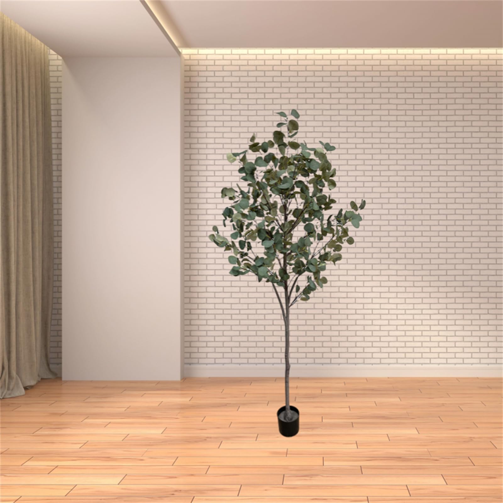 Garvee Albero Artificiale Eucalipto 6ft - Pianta Finta da Pavimento - Foglie in Seta - Vaso Nero in Plastica - 150cm - Decorazione Casa e Ufficio