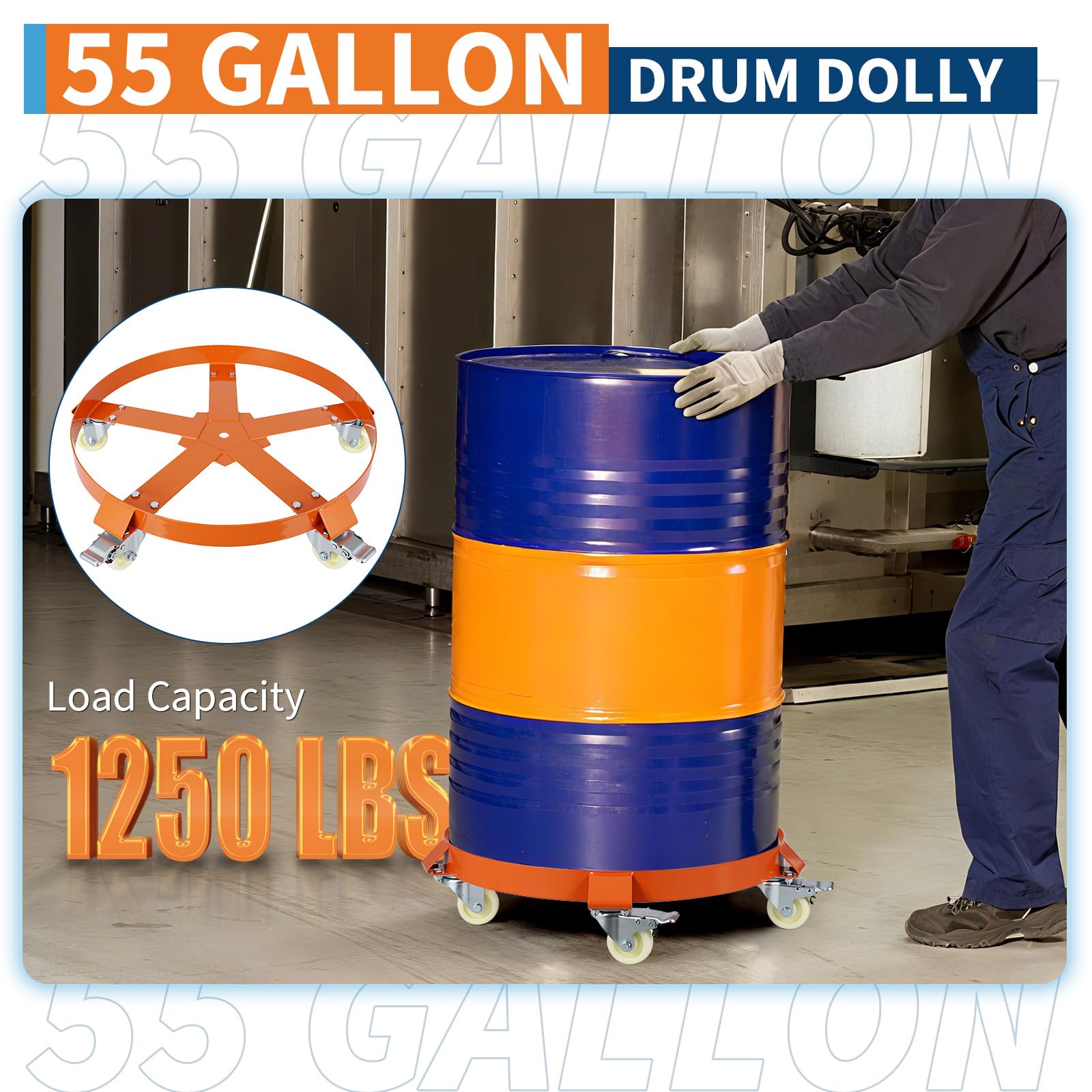 Carrello Portabottiglie Garvee da 55 Galloni per Festa del Papà - Telaio Acciaio Antiribaltamento, Freni, Ruote Girevoli, 1250 lb, Zincato Industriale